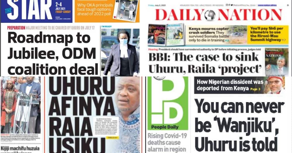 Kenyan Newspapers Review for Friday, July 2: Ruto Allies to skip Jubilee Retreat