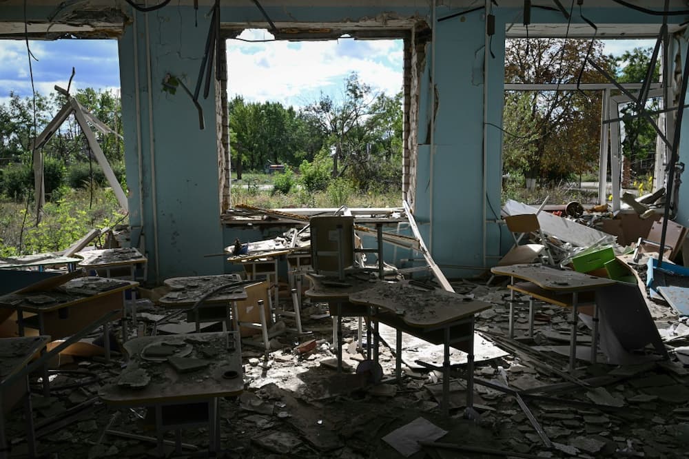 The village school in Ukraine's Mykolaiv region has been gutted from repeated shelling