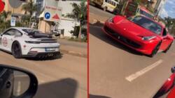 Video of KSh 24m Porsche Alongside KSh 40m Ferrari On Kenyan Road Surfaces: "Wueeh"
