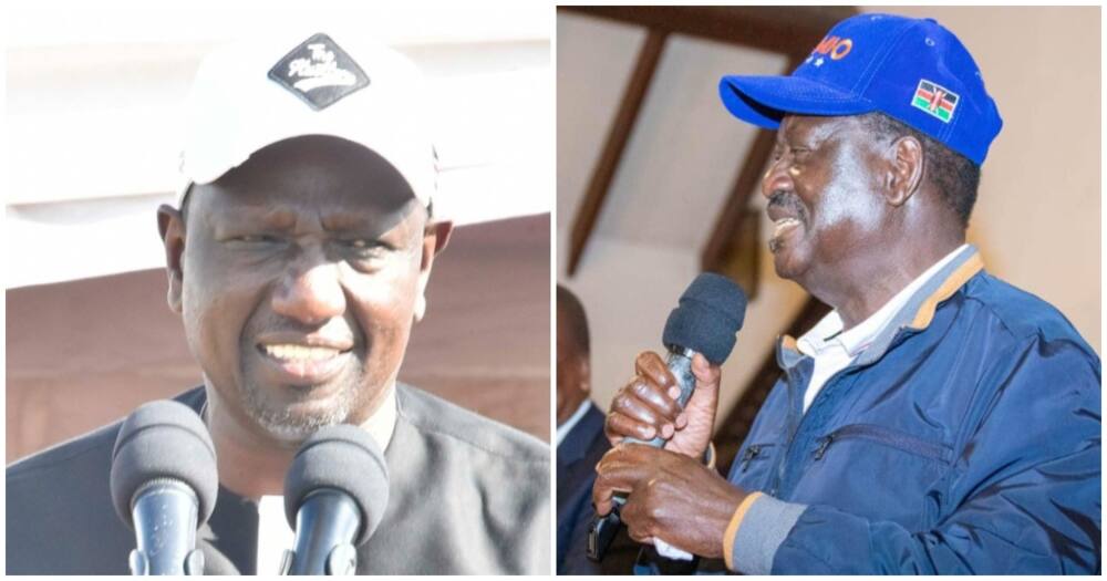 DP William Ruto( r) and ODM leader Raila Odinga(l).