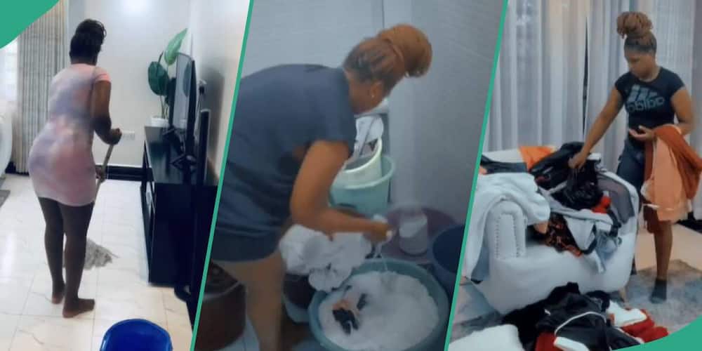 Lady washed her boyfriend's clothes which sparked mixed reactions.