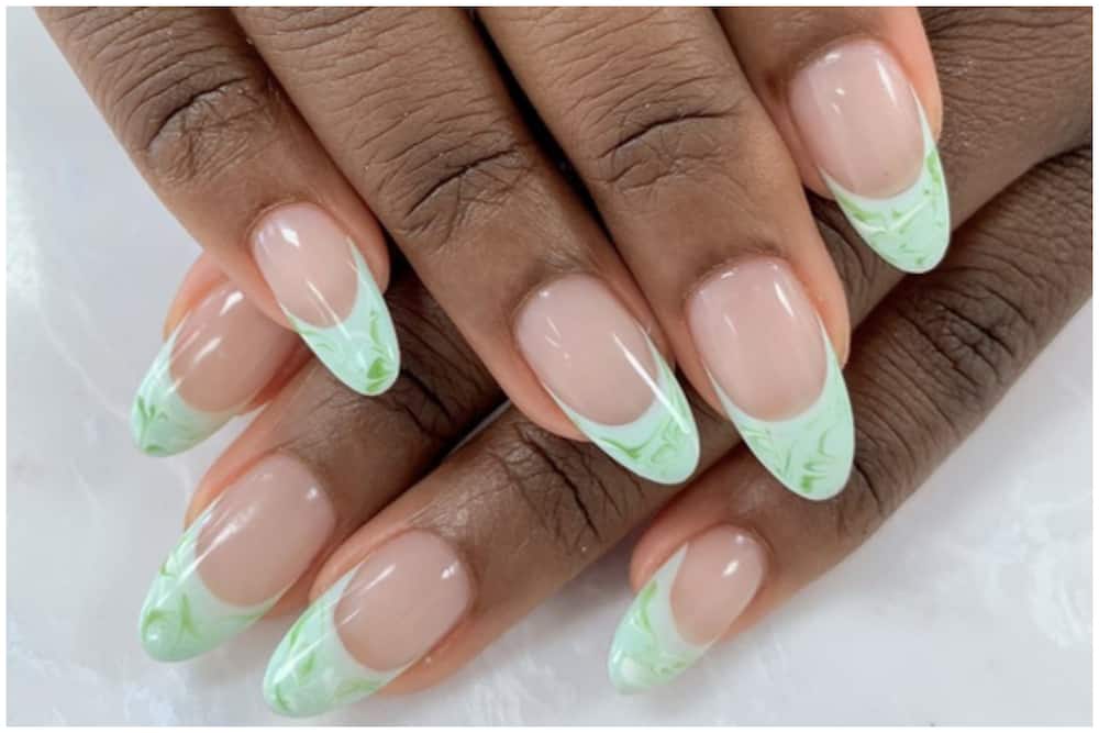 French tip almond nails