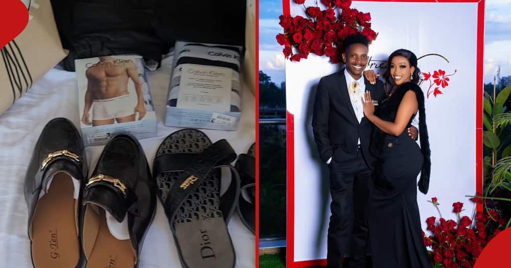 Eric Omondi got expensive gifts (l) from his lover Lynne (r).