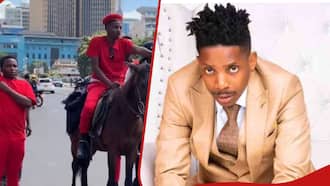 Eric Omondi Arrested after Staging Protest While Riding Horse Outside Parliament