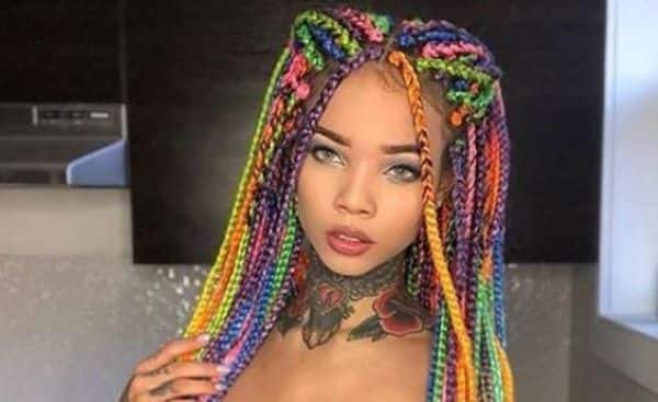 Rainbow box braids