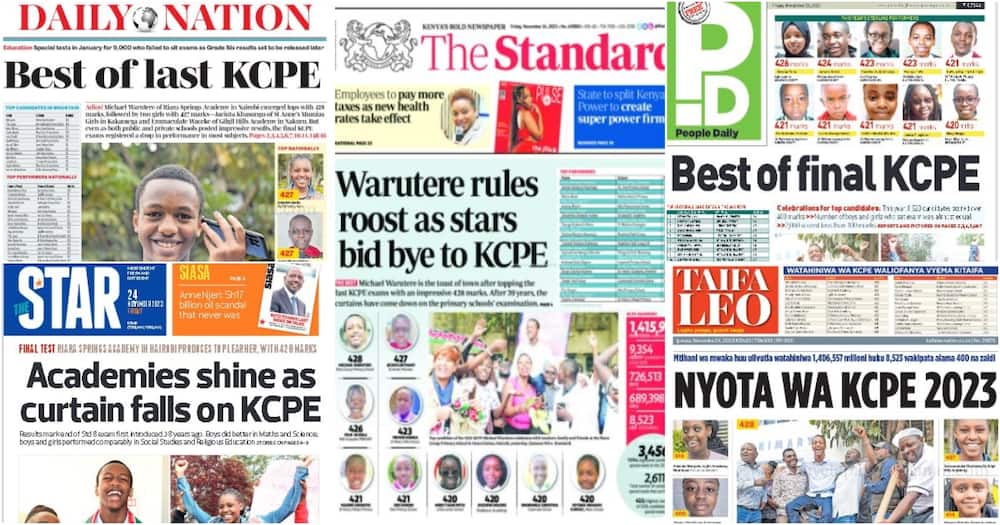 Kenyan newspaper headlines for Friday, Nov 24.