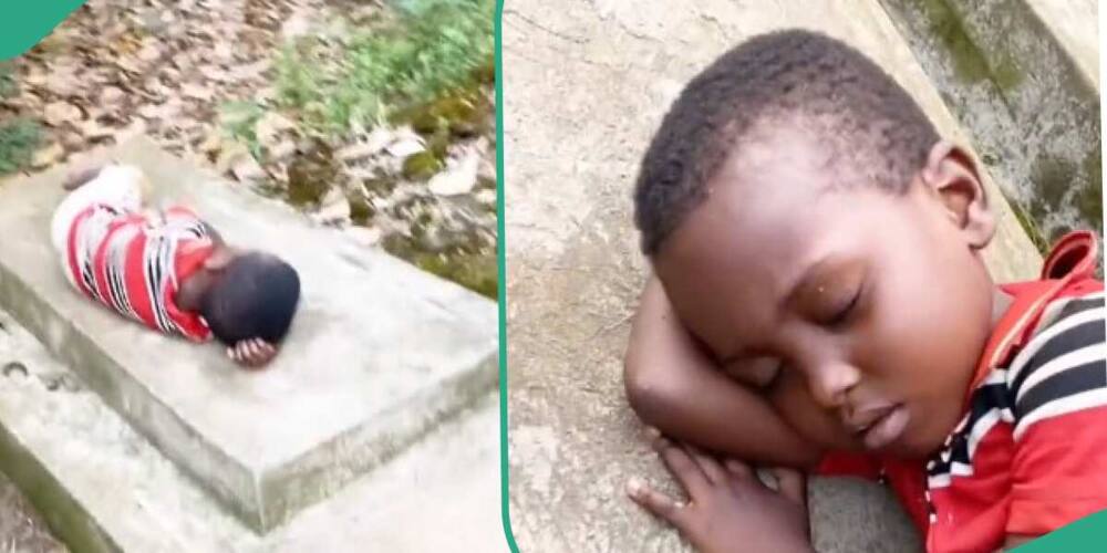 Little boy breaks hearts as he was found sleeping on grandmother's grave