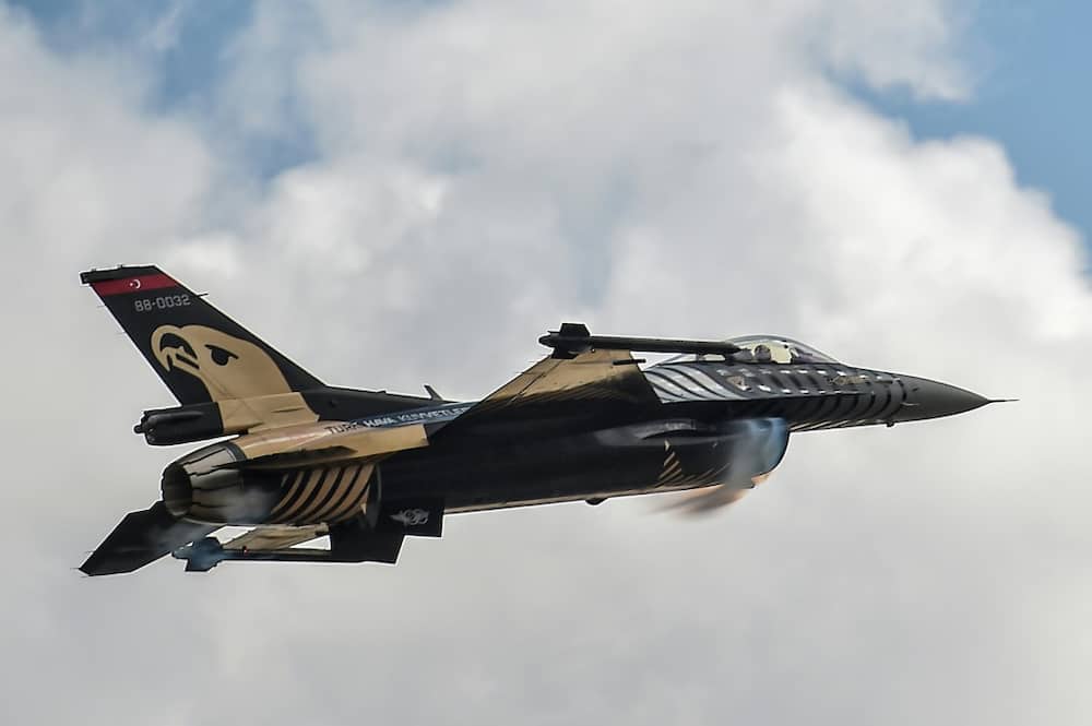 A file photo of a Turkish Air Force F-16. Ankara launched air strikes on Kurdish armed groups in parts of Iraq and Syria following a bombing in Istanbul on November 13