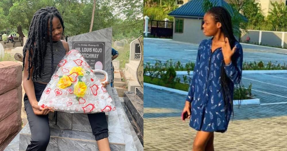 Lady spends Fathers' Day with her late dad & presents his gift at the cemetery.
