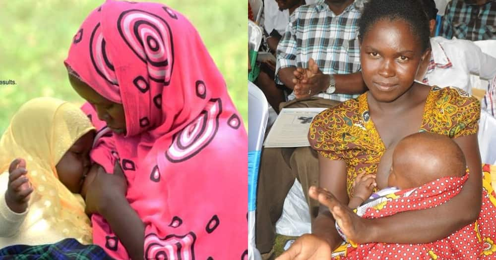 Mothers breastfeeding their children