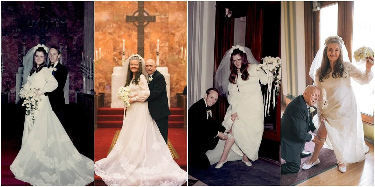 Couple Recreates Wedding Photos Exactly 50 Years Later, Bride Wears ...