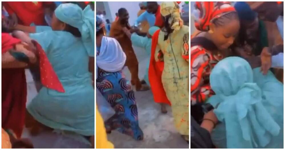 Reactions as Nigerian lady disrupts wedding ceremony of her husband to his second wife in viral video.