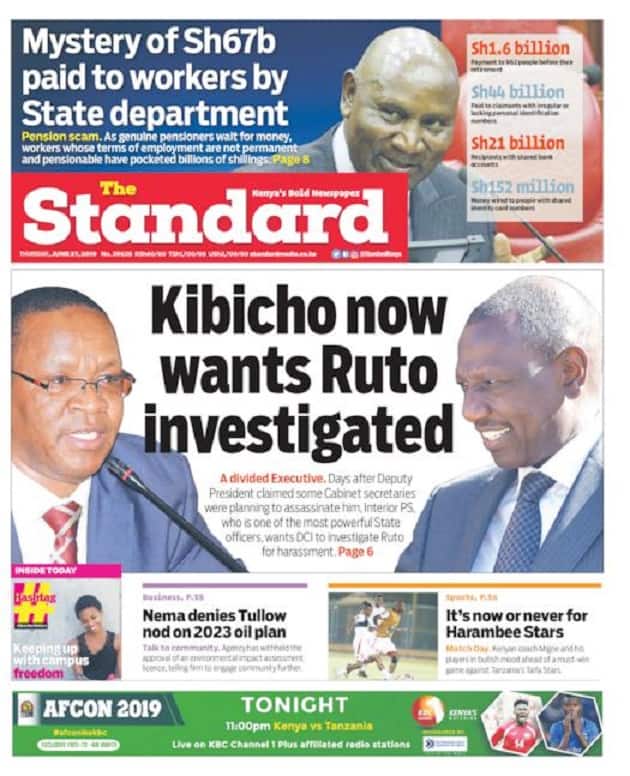 Kenyan Newspapers Review for June 27: Ruto's assassination letter traced to cyber in Karen