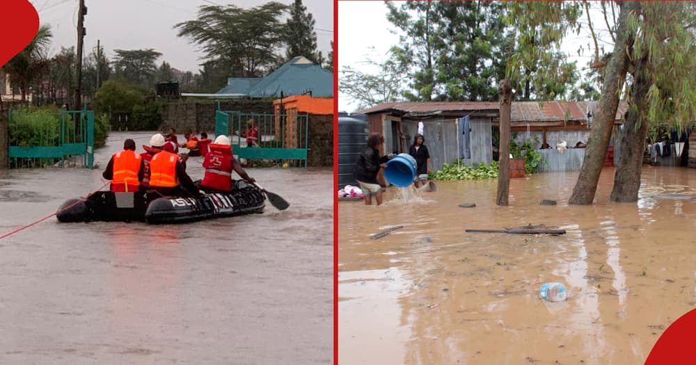 Collage of Kenya Red Cross team leading rescue mission in Kitengela.