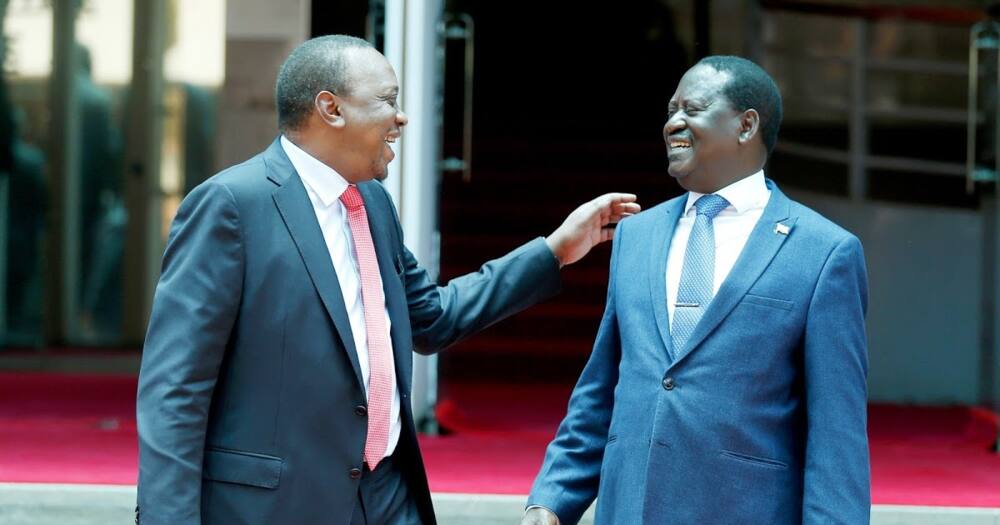 President Uhuru Kenyatta (r) and ODM leader Raila Odinga. Photo: Raila Odinga.