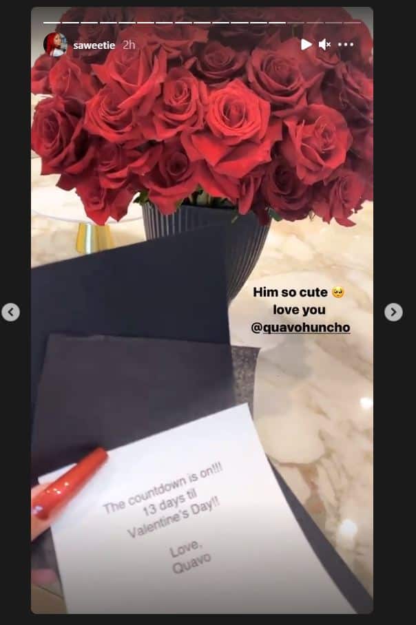 Rapper Quavo sends girlfriend surprise roses as count down to Valentine's