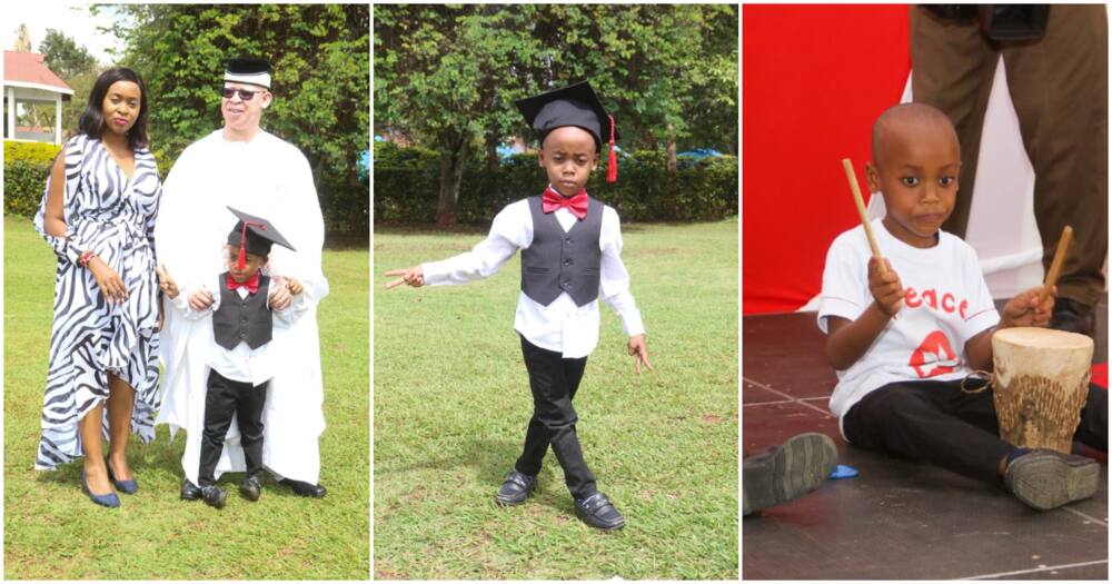 Isaac Mwaura's boy Njiru graduates from kindergarten.