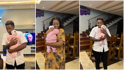 Thee Pluto, Lover Felicity Shiru Fondly Hold Daughter Zoey as She Turns Month Old: "Amegrow Haraka"