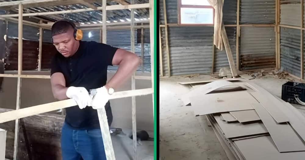 A young man took to TikTok to showcase how he turned a iron-sheet prefab house.