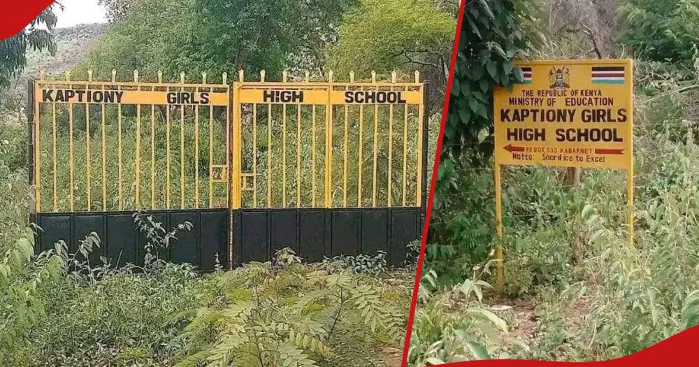 A collage of a ghost school entrance in Baringo.