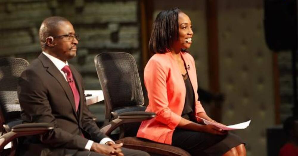 Yvonne Okwara and Eric Latiff during the 2022 Presidential Debate. Photo: Presidential Debate.