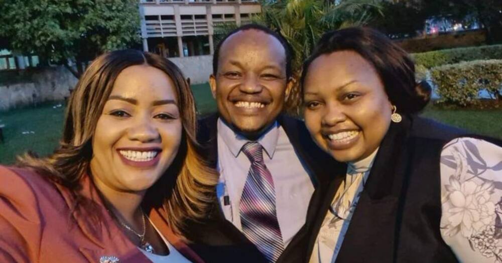 Senator Millicent Omanga (r) Nyeri MP Wambugu Ngunjiri (c) Laikipia Woman representative Cate Waruguru (l). Photo: Millicent Omanga.