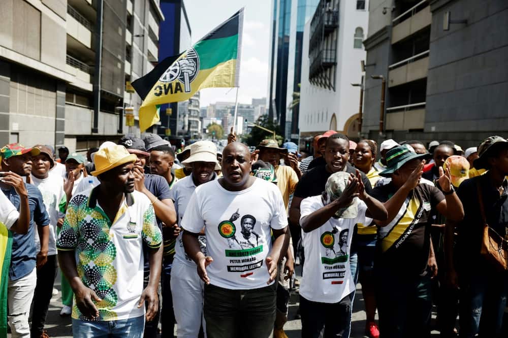 A few hundred ANC supporters gathered at the party's headquarters for a counter-demonstration
