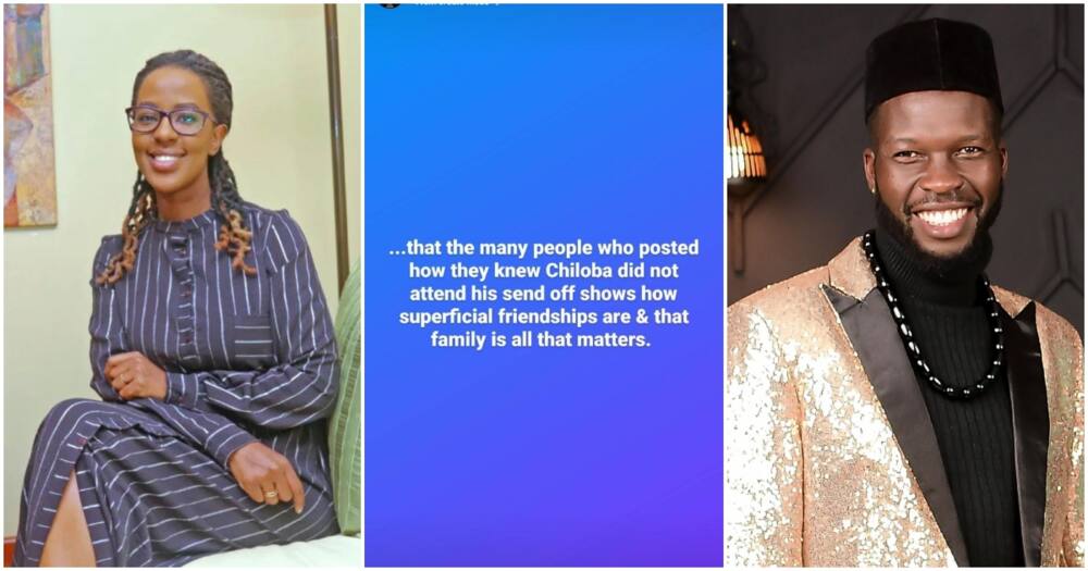 Lilian Nganga said friends missing Edwin Chiloba's funeral should teach them a lesson. Photo: Lilian Nganga, Edwin Chiloba.