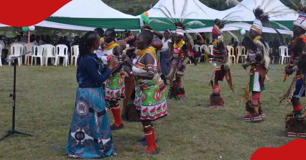 Kuria cultural dancers and community sensitisation team during a past event.