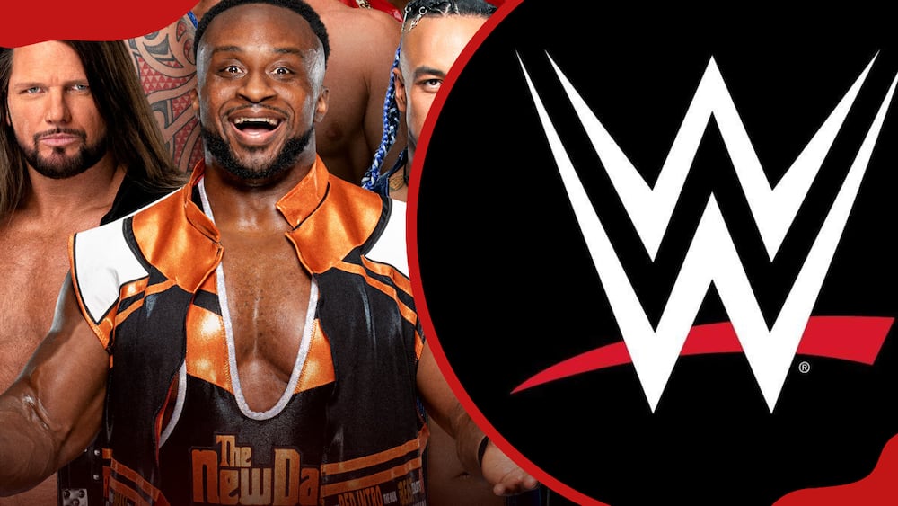WWE wrestlers and WWE logo