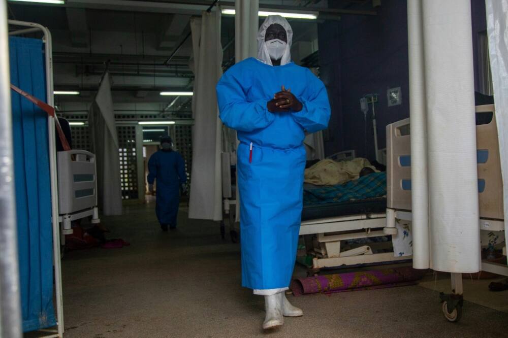 Ebola alert: A health worker at Mubende Regional Referral Hospital in central Uganda
