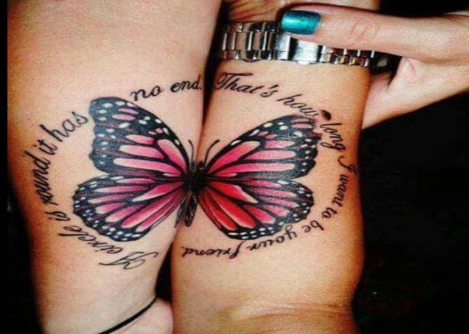 best friend matching butterfly tattoos