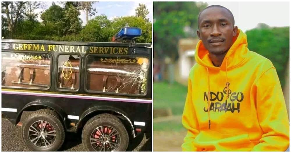 Hearse carrying Ndogo Jaraha's body gets involved in another road accident, Kenyans emotional.