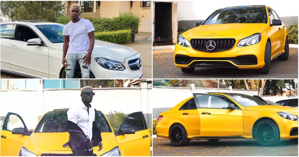 Willy Paul's new, yellow Mercedes Benz.