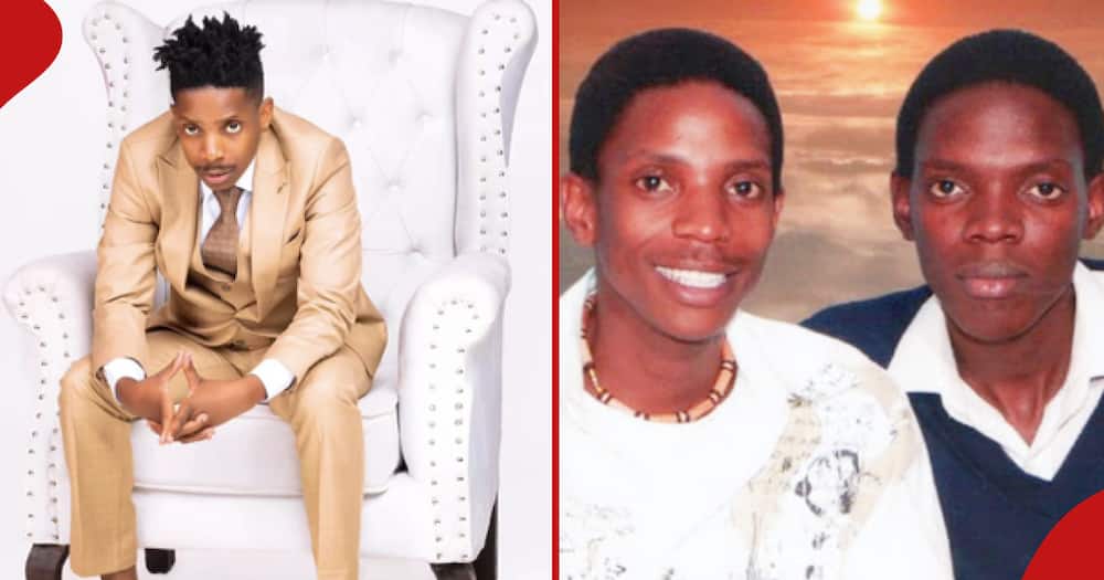 Eric Omondi (left and right) and Fred Omondi (right) loved each other dearly.