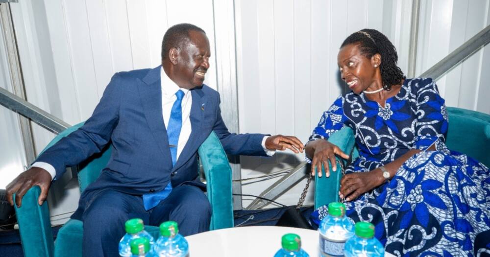 Raila Odinga(kushoto) na mgombea mwenza wake wa urais Martha Karua katika hafla ya awali. Picha: Raila Odinga.