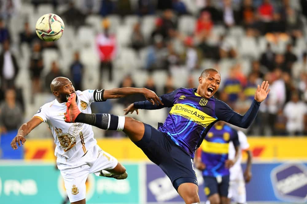 Royal AM captain Samuel Manganyi (L) in action against Cape Town City.