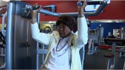 102-year-old fitness enthusiast celebrates her birthday in a gym