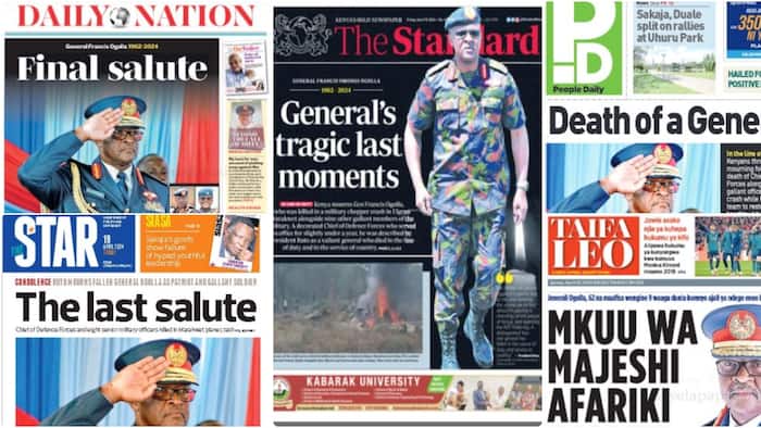 Kenyan Newspapers Review: Last Moments of CDF Francis Ogolla Before Chopper Crash