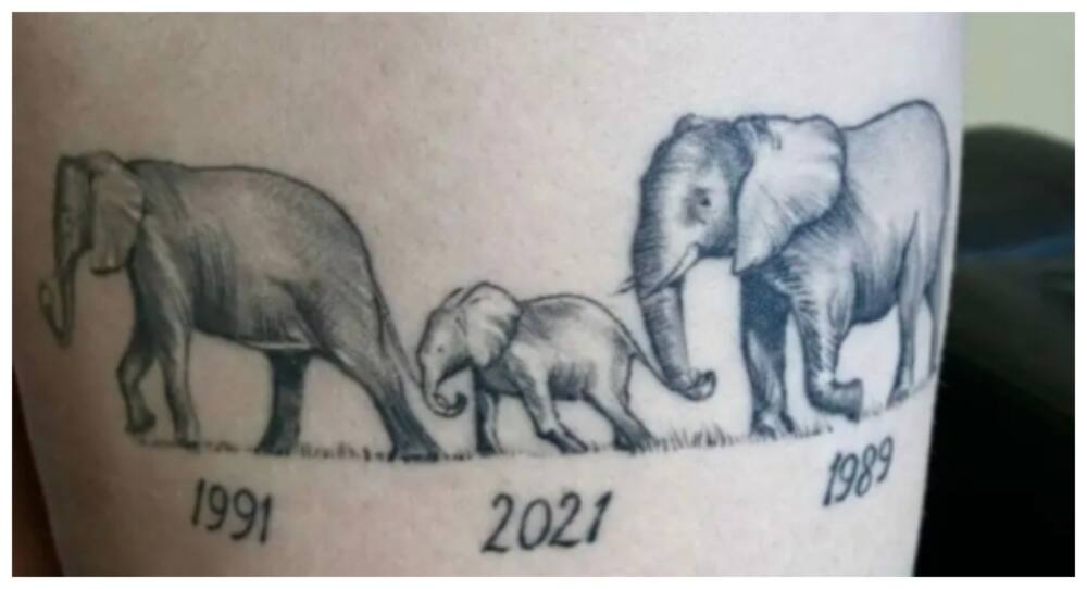 motherhood elephant family tattoo