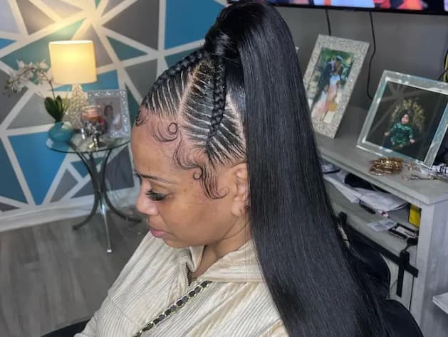 High braided ponytail weave designs