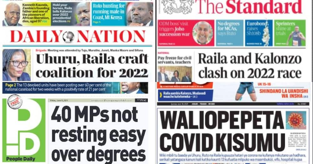 Kenyan Newspapers Review for June 18: Ruto Narrows Down Search for Running Mate to Mt Kenya, Coast