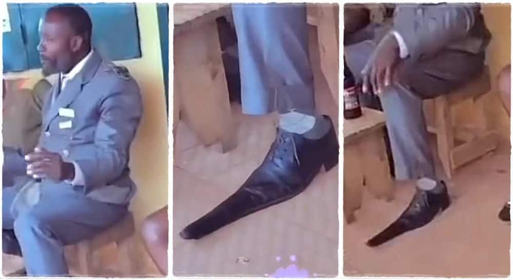 A man goes viral after wearing a long shoe.