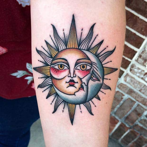 25 Gorgeous Sun and Moon Tattoo Designs Suitable for Anyone