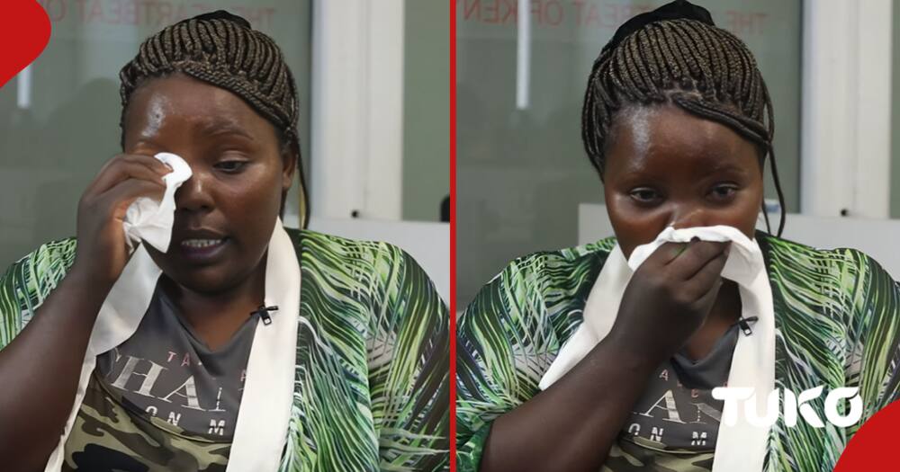 Nakuru woman, Mary Njeri who worked in Saudi Arabia in tears narrating how her mum squandered her money.