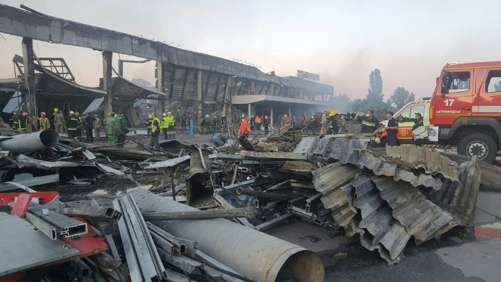 At least 16 people were killed Monday when a Russian missile struck a crowded mall in the Ukrainian city of Kremenchuk