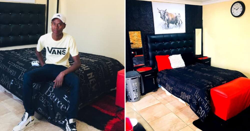 Facebook user Malibongwe Molea in his bedroom.