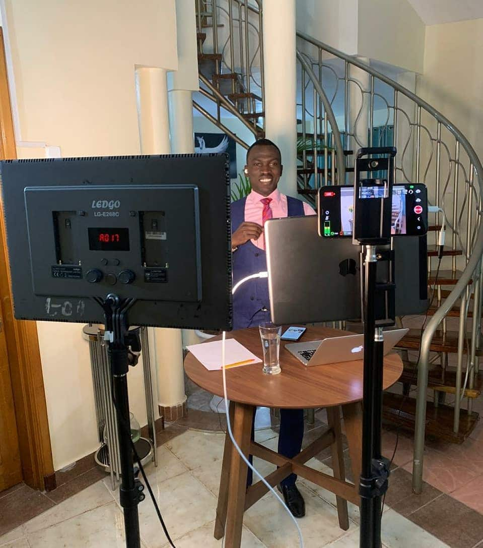 News achor Trevor Ombija shows off his exquisite house while anchoring news from home