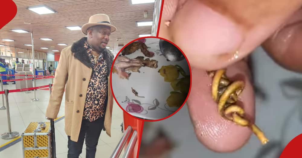 Mike Sonko finds wire in his food at restaurant.