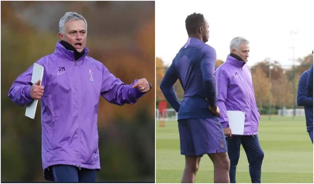 Jose Mourinho interacts with Wanyama, Spurs players in interesting first training session